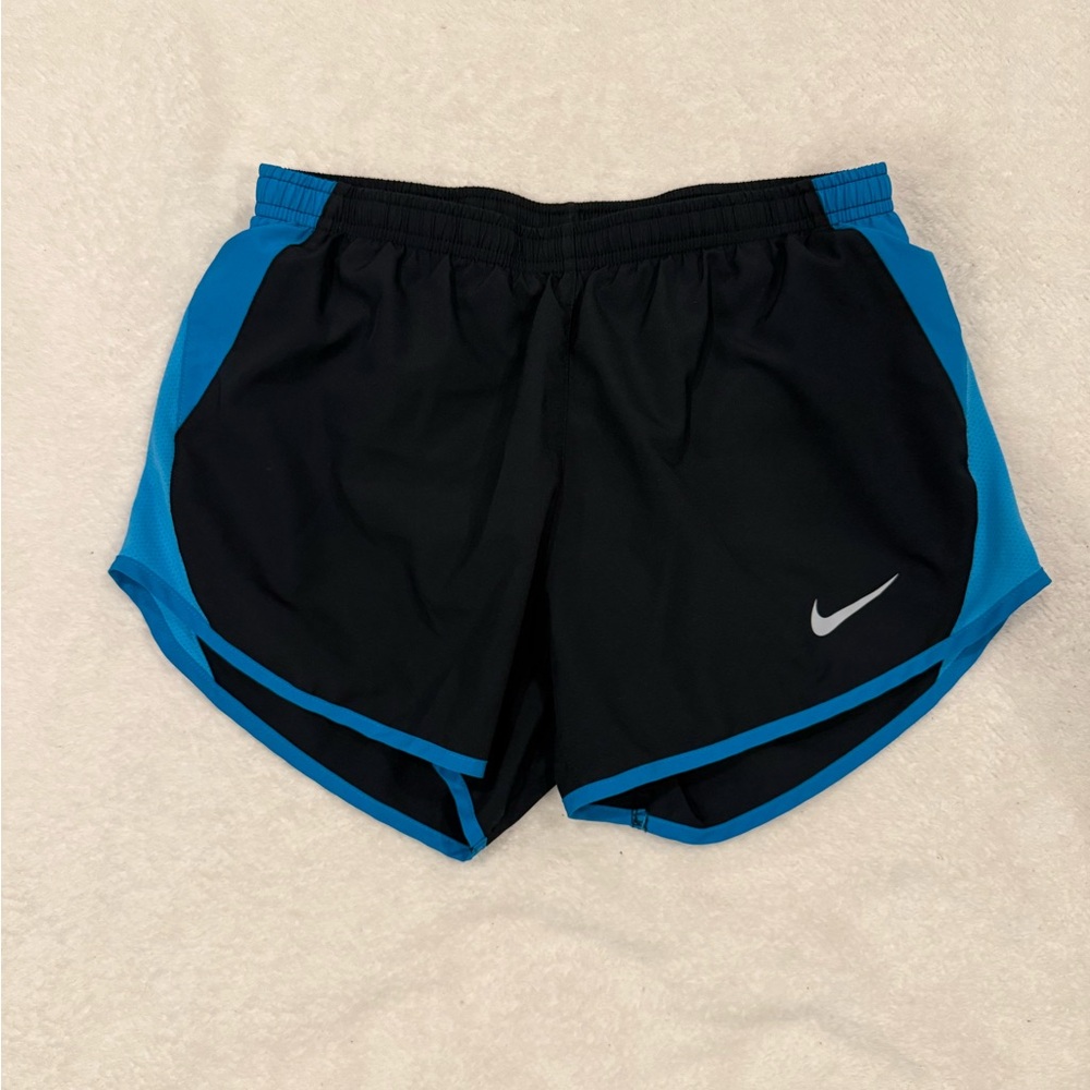 Nike Dri Fit 10K Lined Running Shorts Black Blue Womens Small S